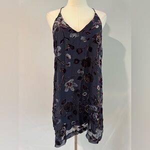 Cotton Candy Jewel Tone Velvet Floral Dress Thin Strap Open Back Size Small